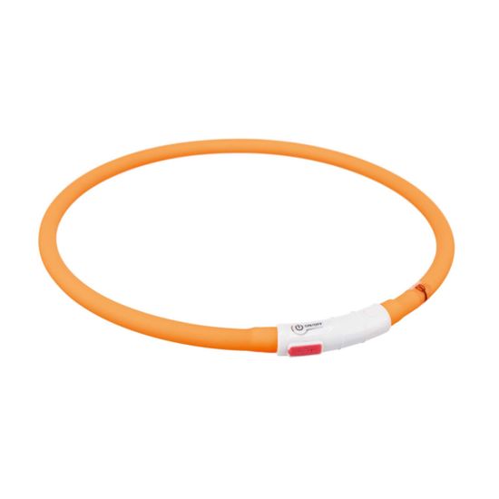 Trixie - Светещ нашийник за кучета с USB кабел за зареждане, до 70 см. /10 мм. - оранжев