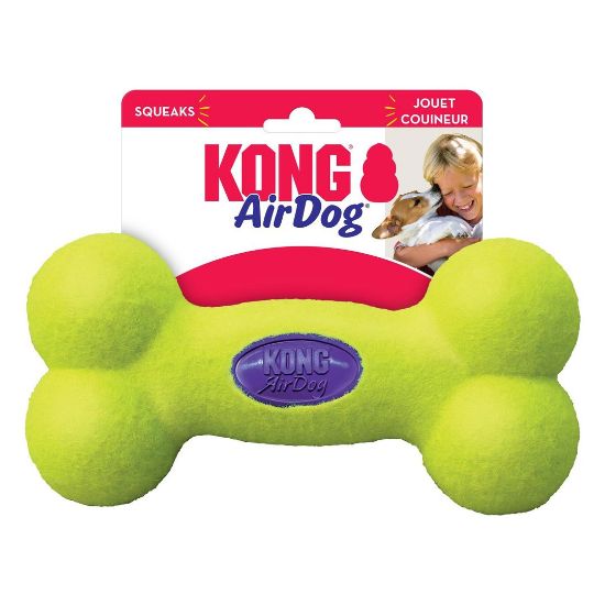 Kong Air Squeaker Bone Large - Забавна кучешка играчка с пискюл -гумен кокал за дъвчене , 23 см.