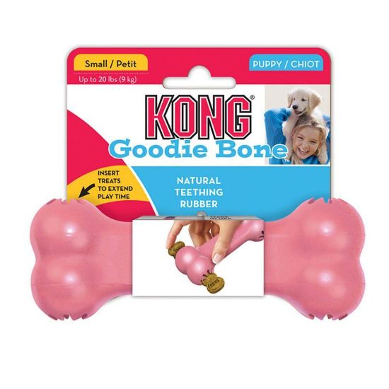 Kong Activity Bone for Small Puppy - Гумен кокал за дъвчене с пространство за лакомство , за подрастващи кучета от малки породи , успокояващ венците