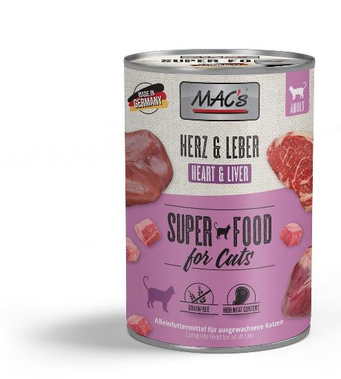 Mac’s Cat Hearts and liver - Премиум консервирана храна за котки с говежди сърца и дробчета,
