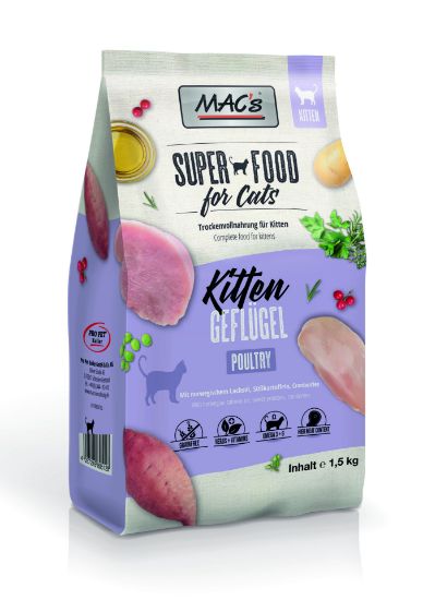 Mac’s KITTEN Poultry & Shrimps - Пълноценна суха храна за подрастващи котенца с пилешко и скариди 7 кг.