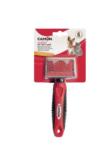 Camon Slicker brush XL - Плъзгаща се четка за кучета и котки, с пластмасови щифтове, от неръждаема стомана, 12/8 см.
