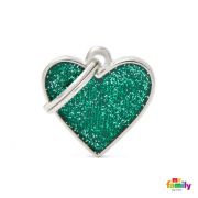 My Family Heart Id Tag - Елегантен кучешки адресник медальон във  форма на сърце - черно 1