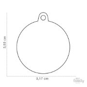 My Family Dog Tag - Ръчно изработен кръга адресник с кокал , за кучета 3.93 см/ 3.17 см. червен 3