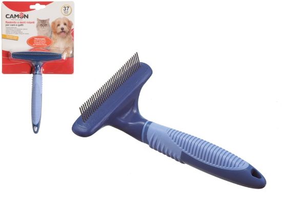 Camon Rotating teeth rake - eдноредов метален гребен тип гребло - ситни 37 зъбци за кучета