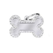 My Family Swarovski's Glam Dog Tag Small Bone Strass - Ръчно изработен медальон кокал - адресник за кучета 3.0 см. / 1.9 см. розов 4