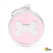 My Family Dog Tag Light Bone - Ръчно изработен медальон , кокал- адресник за кучета 3.93 см. /3.17 см. син 1