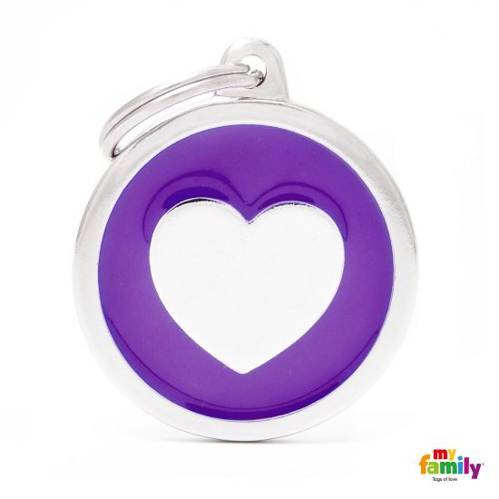 My Family Dog Tag Heart - Ръчно изработен медальон , със сърце- адресник за кучета 3.93 см. /3.17 см. черен