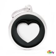 My Family Dog Tag Heart - Ръчно изработен медальон , със сърце- адресник за кучета 3.93 см. /3.17 см. черен 4