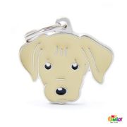 My Family Dog Tag - Ръчно изработен адресник , Labrador Dog за кучета 3.3 см/ 2.6 см. кремав 3