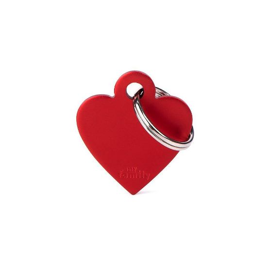 My Family Dog Tag - Ръчно изработен адресник ,алуминиев медальон сърце, за кучета 2.8 см/ 2.5 см. червен