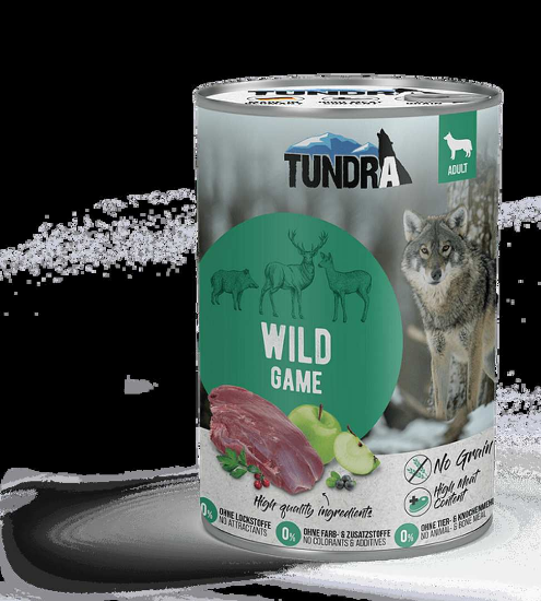 Tundra Dog Game - Премиум консервирана храна за кучета, без зърно, с месо от дивеч, 400 гр