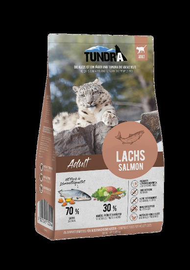 Tundra Cat Dry Adult Salmon - Премиум пълноценна суха храна за израснали котки, без зърно, със сьомга 272 гр.