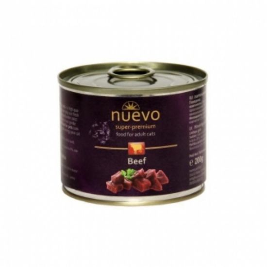 Nuevo Cat Beef - Консервирана храна с чисто говеждо месо за израснали котки, 200 гр.
