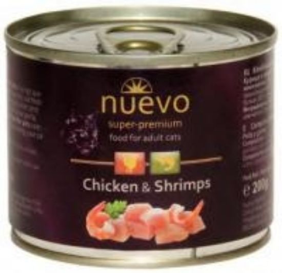 Nuevo Cat Chicken and Shrimps-Консервирана храна за израснали котки с пилешко месо и скариди, 200 гр.