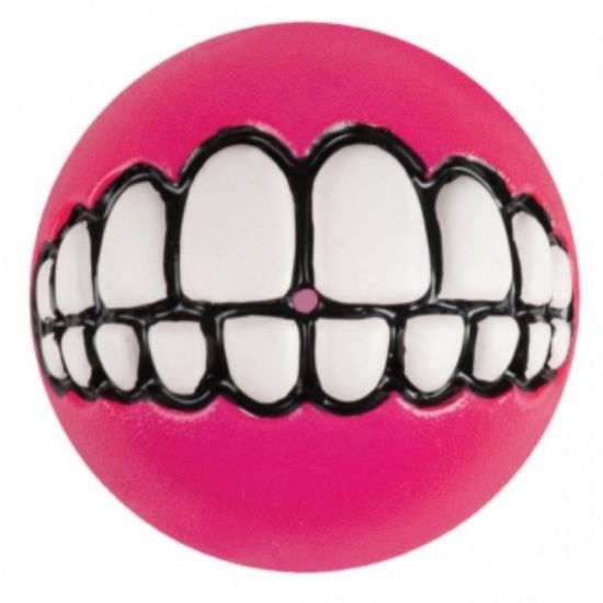 Rogz Grinz Ball L- Кучешка играчка гумена топка с отвор за лакомства 7.8 см. розова
