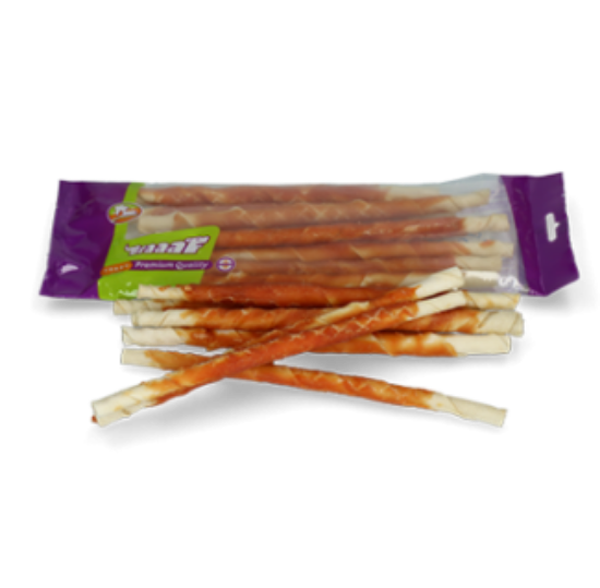 Braaf Duck - Лакомство за кучета усукани солети бяла кожа с пилешко филе  220гр