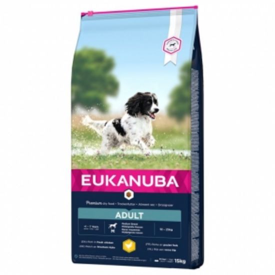 Eukanuba Dog Adult Medium  - Пълноценна суха храна за израснали кученца от средни породи с пилешко и пуешко месо, 15 кг.