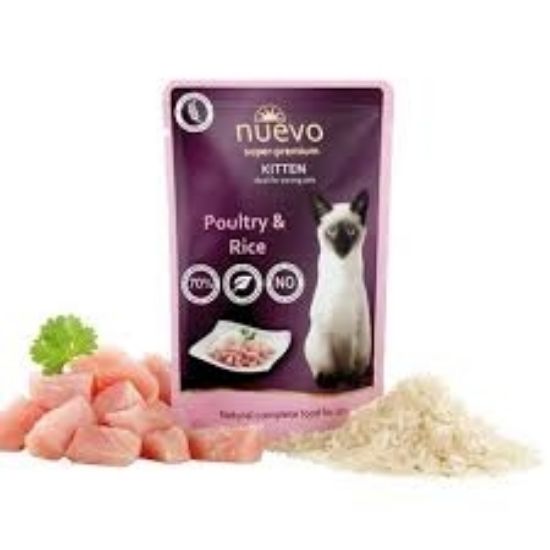 Nuevo Cat Chicken Kitten - Пауч с пилешко месо и ориз, за малки котенца - 85 гр