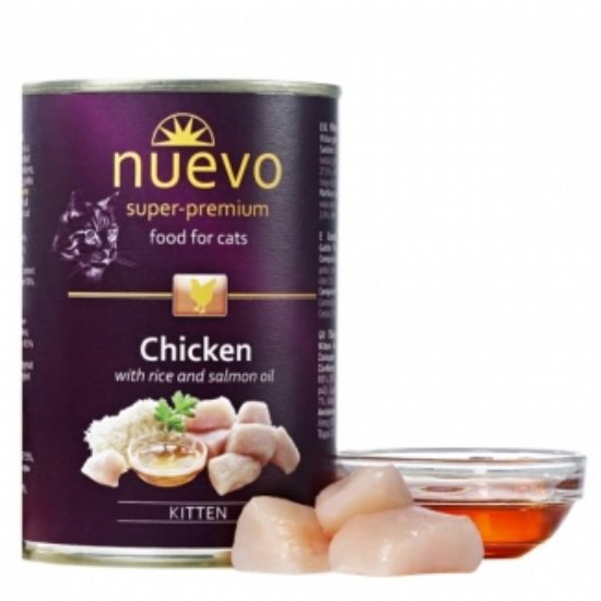 Nuevo Cat Chicken -Консервирана храна с пилешко месо и ориз, за подрастващи котки - 400 гр.