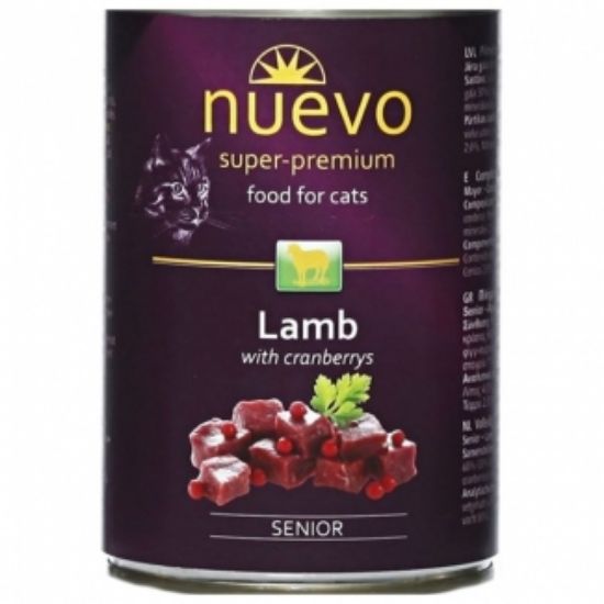 Nuevo Cat Senior Lamb -Консервирана храна с агнешко месо и боровинки за котки над 7 години, 400 гр.
