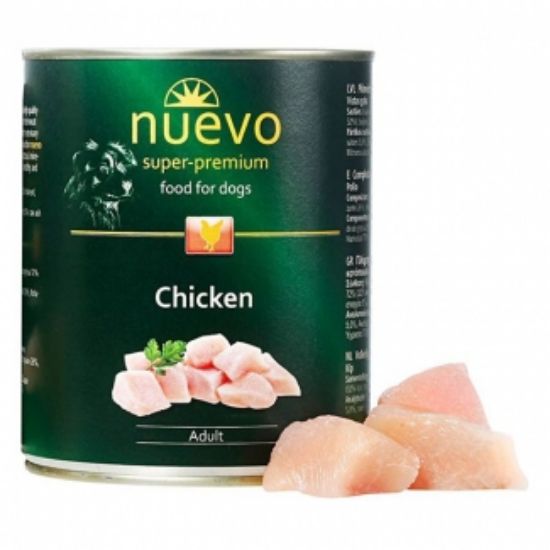 Nuevo Dog Chicken - Консервирана храна за израснали кучета с пилешко месо, 800 гр