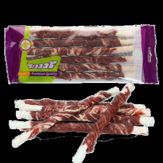 Braaf - Лакомство за кучета, усукани солети с говеждо месо и риба /21 см/180 гр