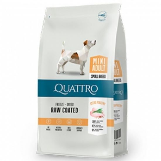 Quattro Mini Adult - Пълноценна храна за израснали кучета от дребни породи с екстра птиче месо, 1.5 кг.
