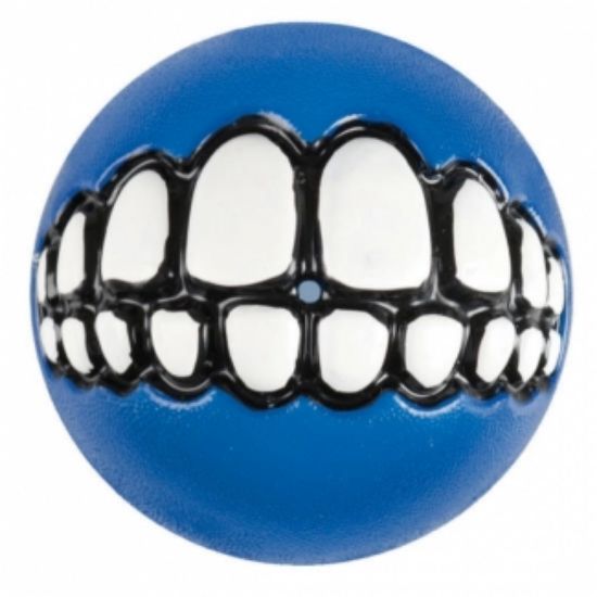 Rogz Grinz Ball L- Кучешка играчка гумена топка с отвор за лакомства 7.8 см. синя
