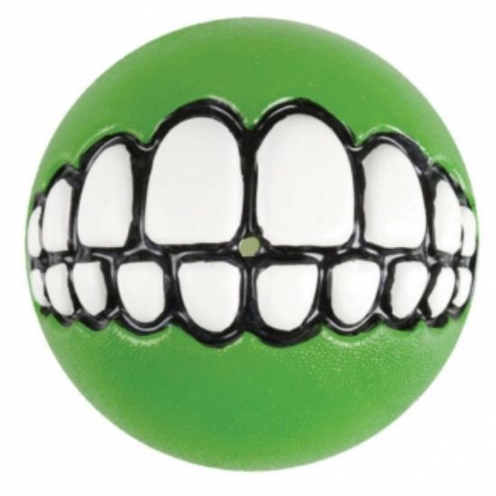 Rogz Grinz Ball L - Кучешка играчка гумена топка с отвор за лакомства 7,8 см. зелена