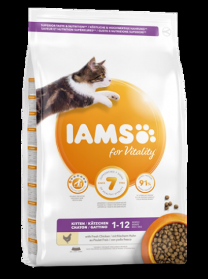 IAMS for Vitality Kitten - Пълноценна суха храна за подрастващи котки с прясно пилешко месо, 10 кг.