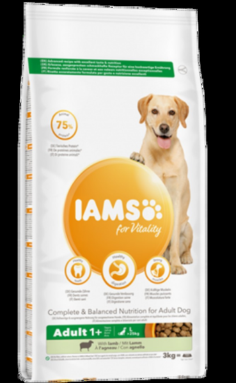 Iams Dog Large - Пълноценна суха храна за израснали кучета от едри породи с агнешко месо, 12 кг.