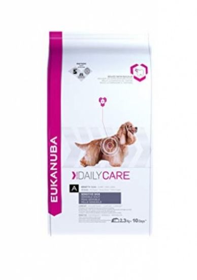 Eukanuba Daily Care Adult Sensitive Skin - Пълноценна суха храна за израснали кучета с чувствителна кожа, непоносимост към пилешко месо, 12 кг.