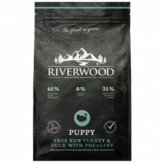 Riverwood Puppy - Пълноценна суха храна за подрастващи кучета от малки и средни породи с пуешко месо, 12 кг.